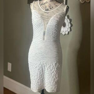 NEW YEARS EVE ALL WHITE BODY CENTRAL DRESS, LARGE